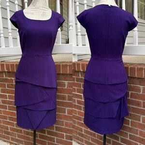 Calvin Klein Purple Layered Fitted Dress Size 4 Women’s